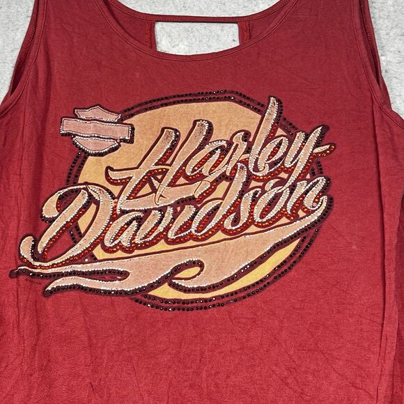 Harley Davidson Tank Top Womens Size 1XL Red Sleeveless Rayon Blend 2021 - Picture 2 of 12